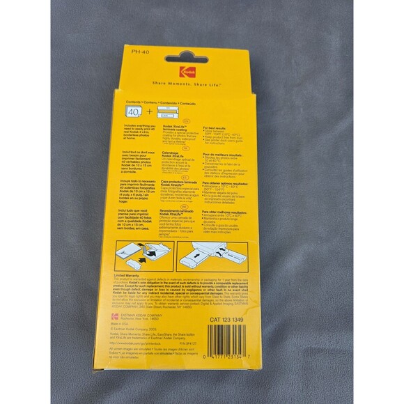 Kodak EasyShare PH-40 Color Cartridge & Photo Paper Kit 40 4x6 in Photos - Picture 4 of 10